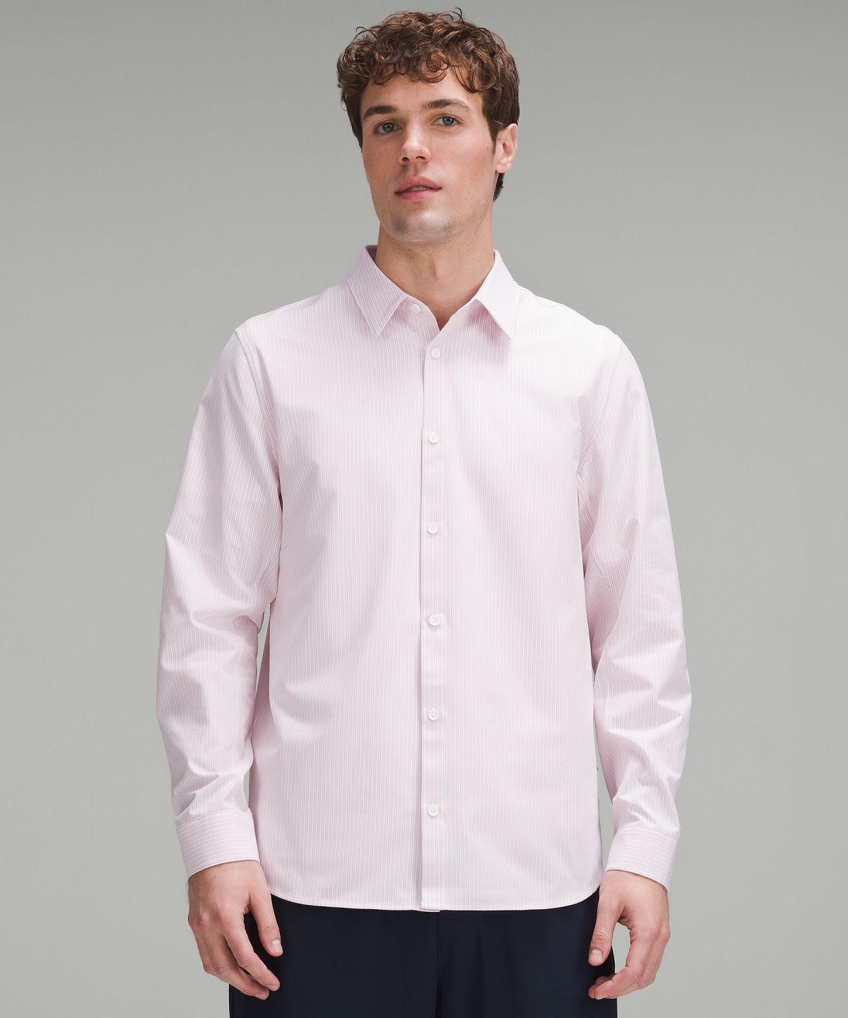 Camicia A Maniche Lunghe Uomo Lululemon New Venture Classic-Fit Strisce Bianche Rosa | IT_LuLu78494