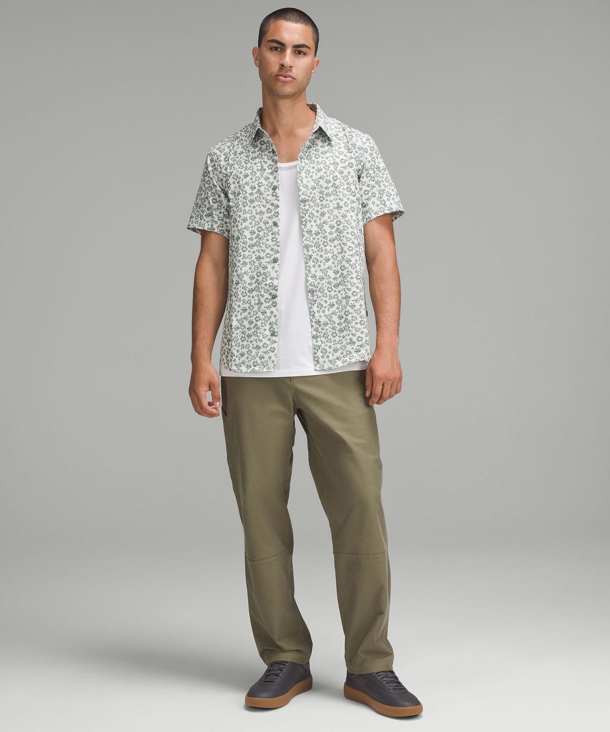 Camicie Con Bottoni Uomo Lululemon Airing Easy Short-Sleeve Fiori Grigie Colorate | IT_LuLu90727