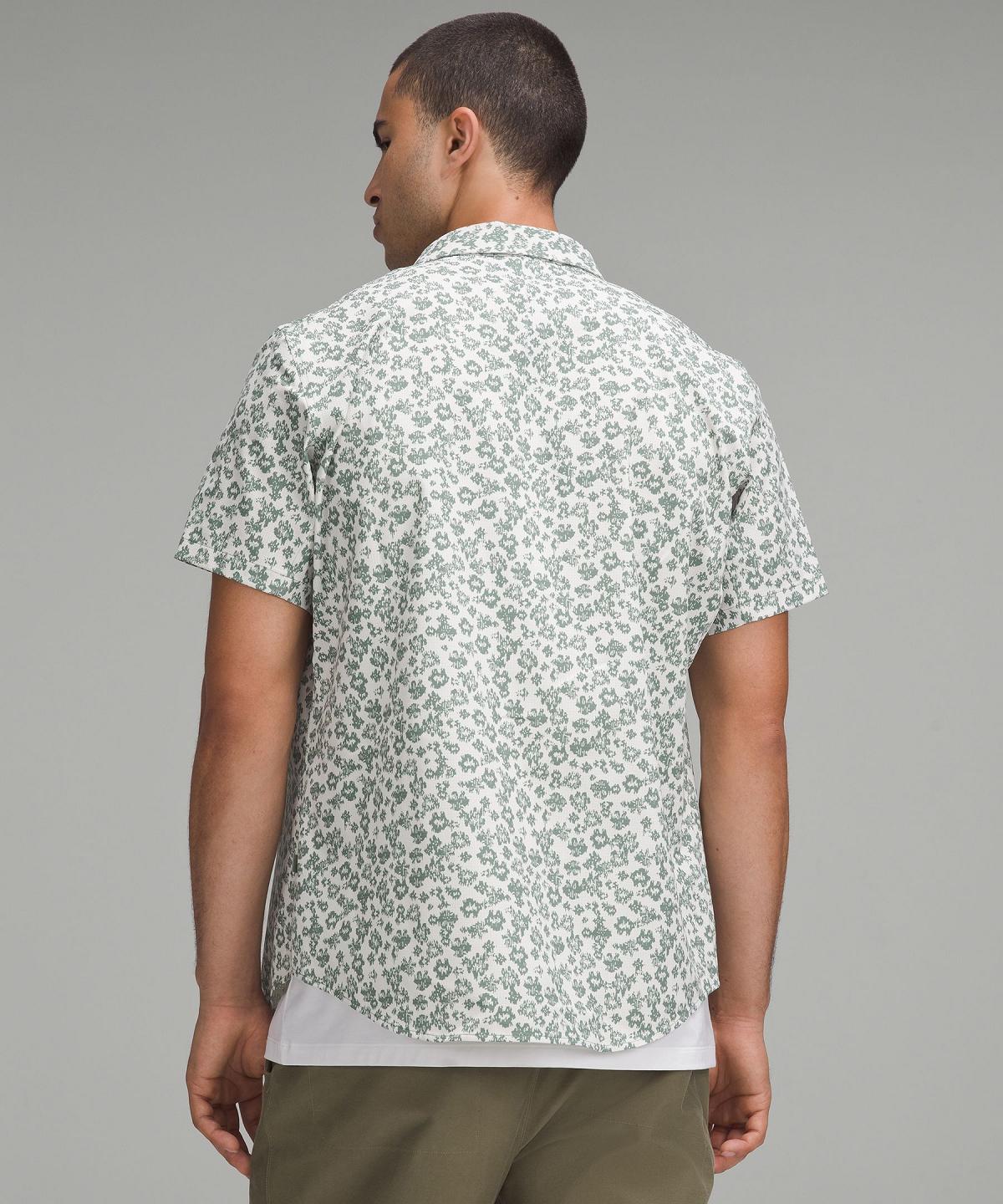 Camicie Con Bottoni Uomo Lululemon Airing Easy Short-Sleeve Fiori Grigie Colorate | IT_LuLu90727