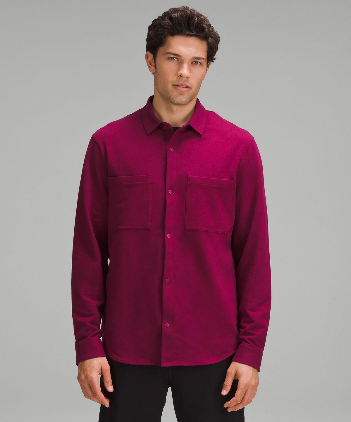 Camicie Con Bottoni Uomo Lululemon Soft Knit Overshirt Rosse | IT_LuLu92875