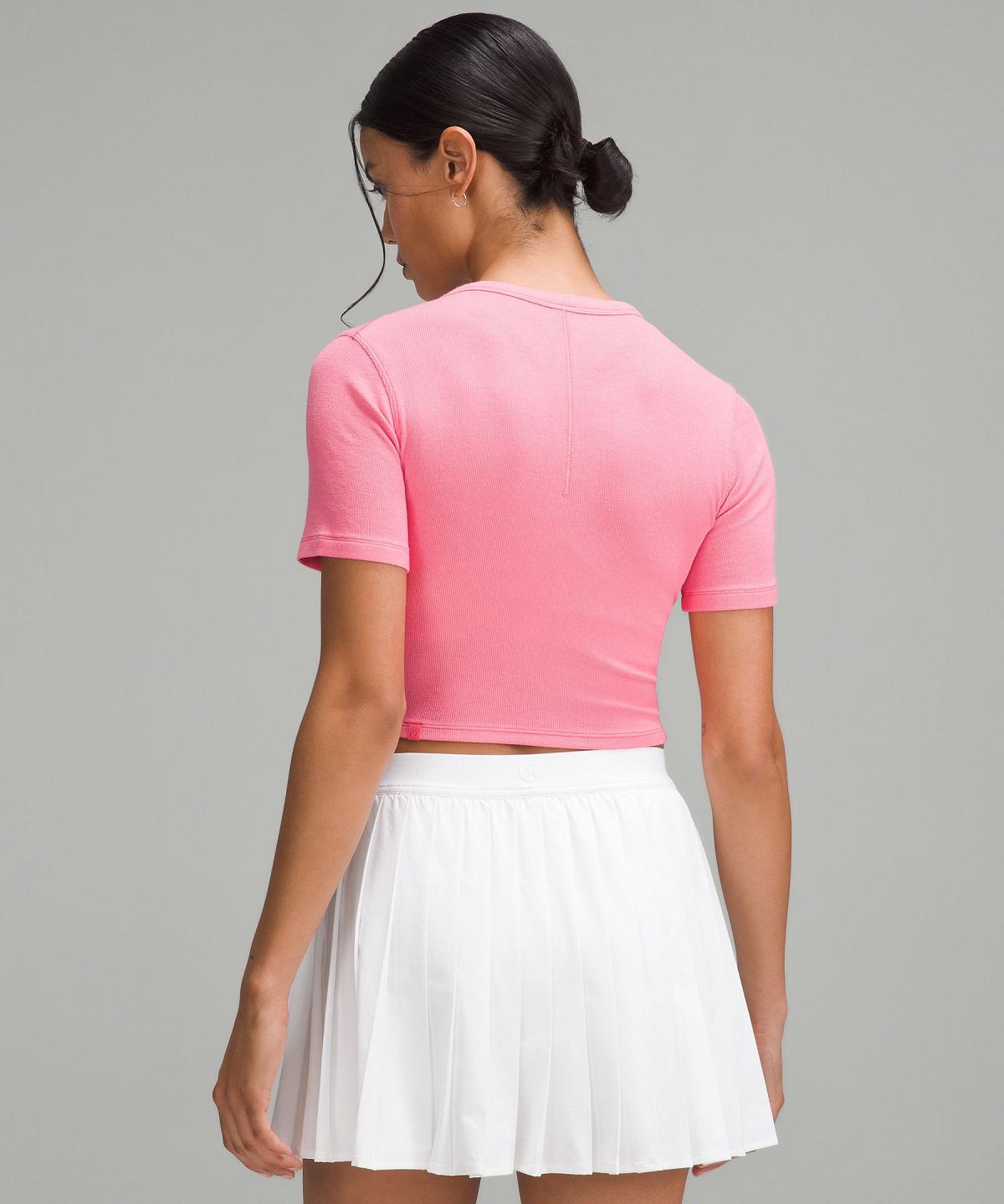 Camicie Donna Lululemon Hold Tight Straight Hem Cropped T-Shirt Rosa | IT_LuLu16688