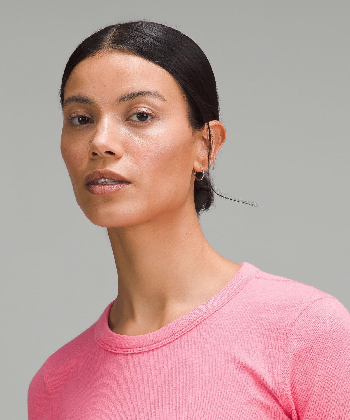 Camicie Donna Lululemon Hold Tight Straight Hem Cropped T-Shirt Rosa | IT_LuLu16688