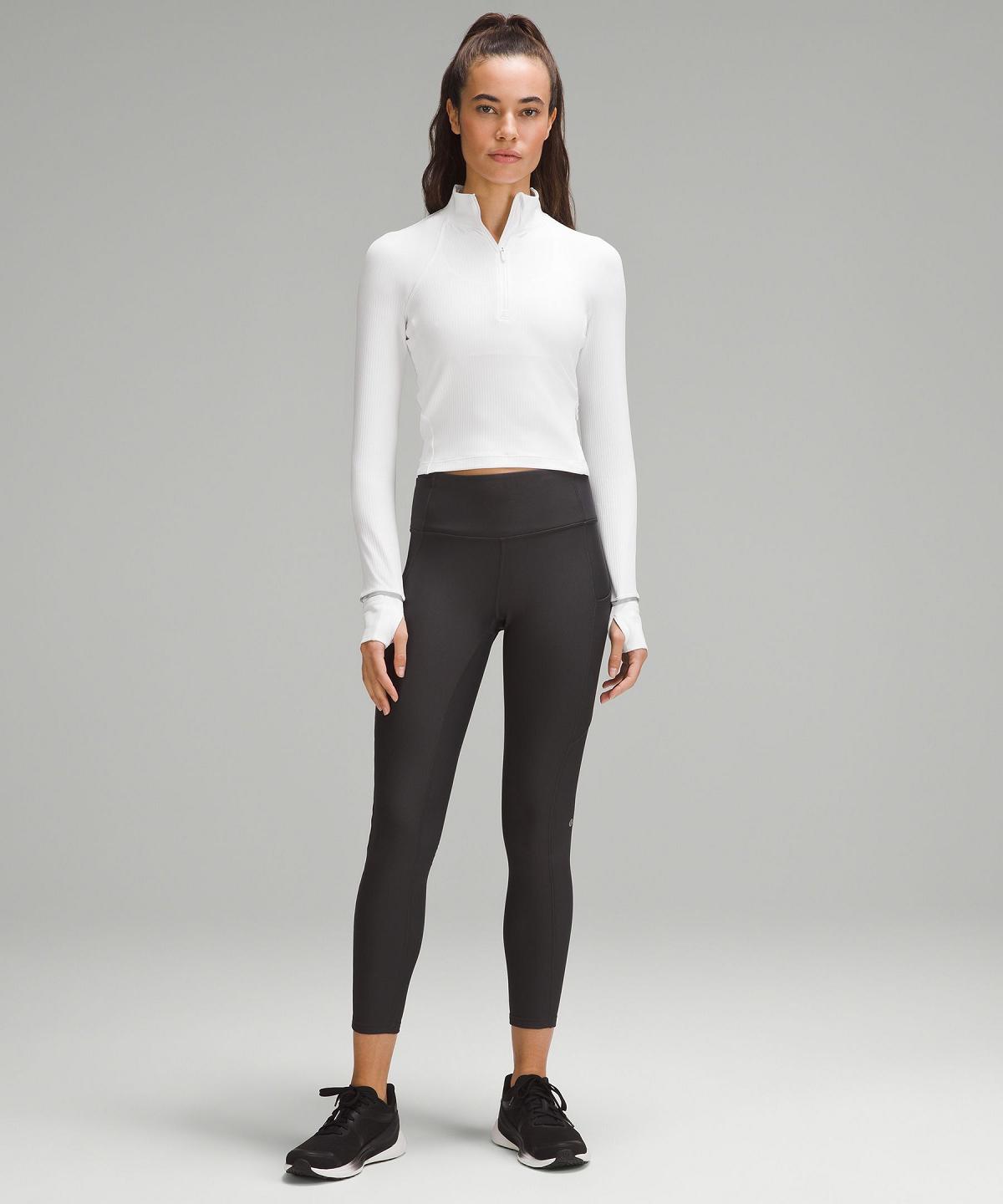 Camicie Donna Lululemon It's Rulu Ribbed Cropped Half Zip Bianche | IT_LuLu33195