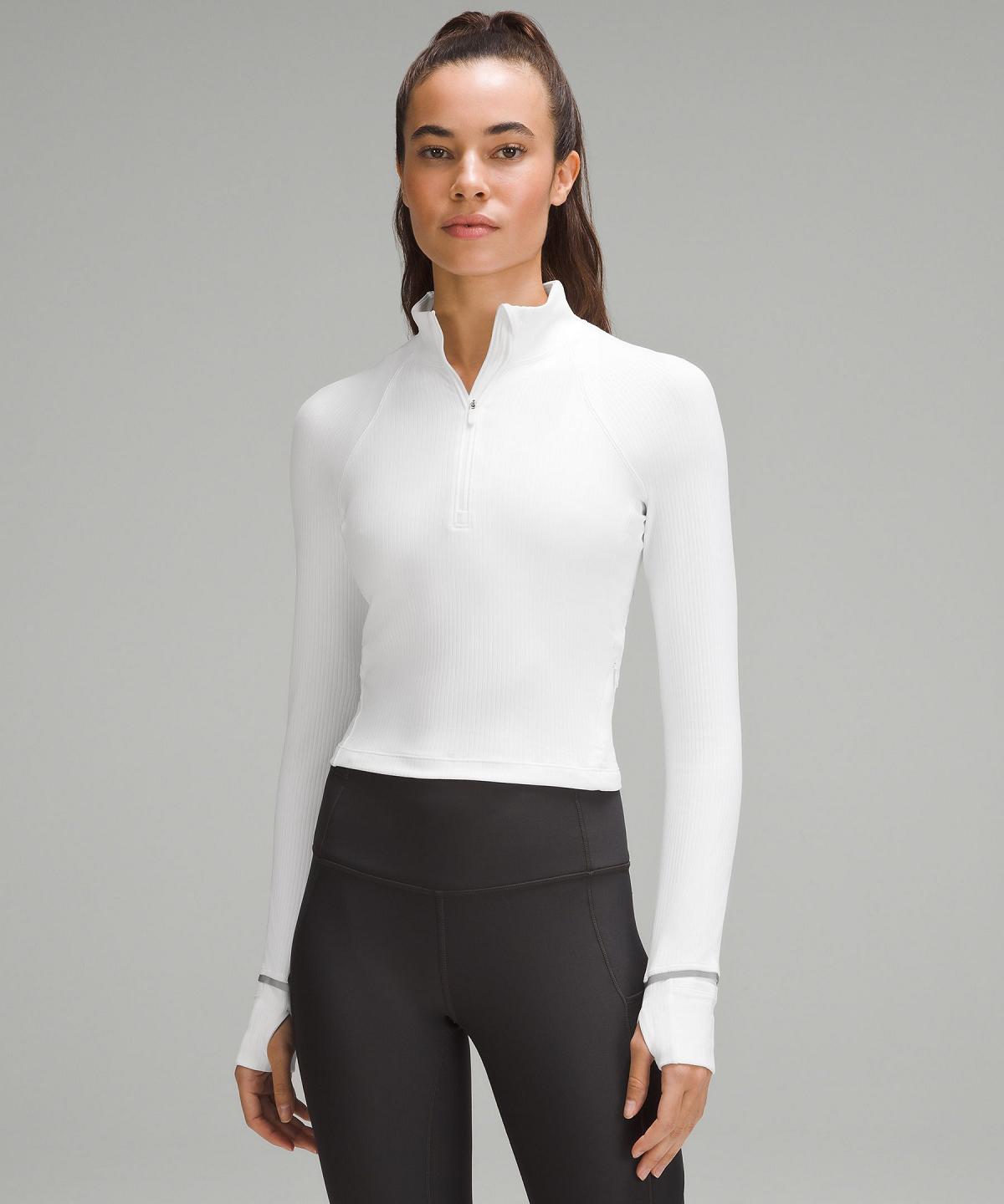 Camicie Donna Lululemon It's Rulu Ribbed Cropped Half Zip Bianche | IT_LuLu33195