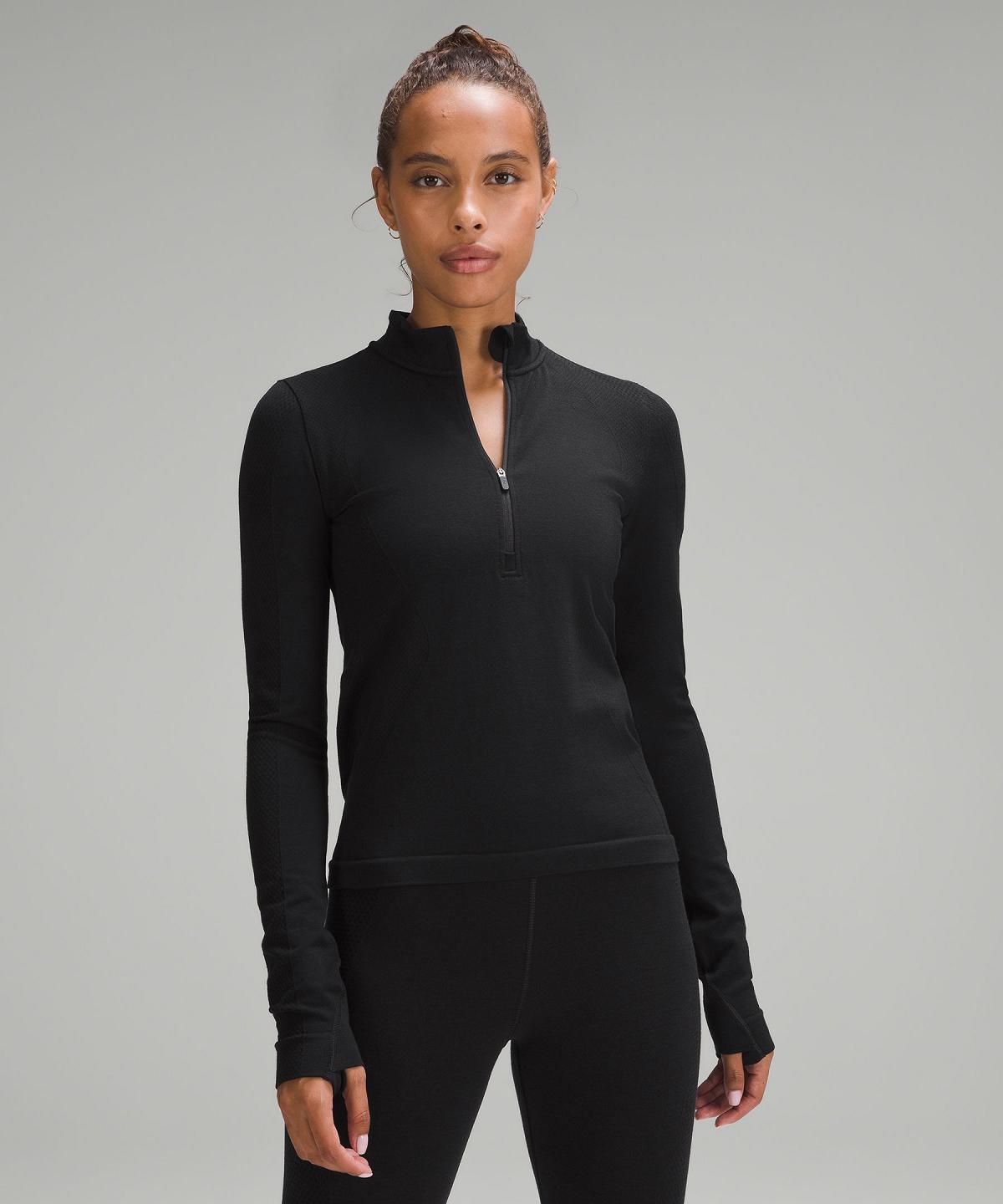 Camicie Donna Lululemon Merino Wool-Blend Base Layer Half Zip Nere | IT_LuLu10002