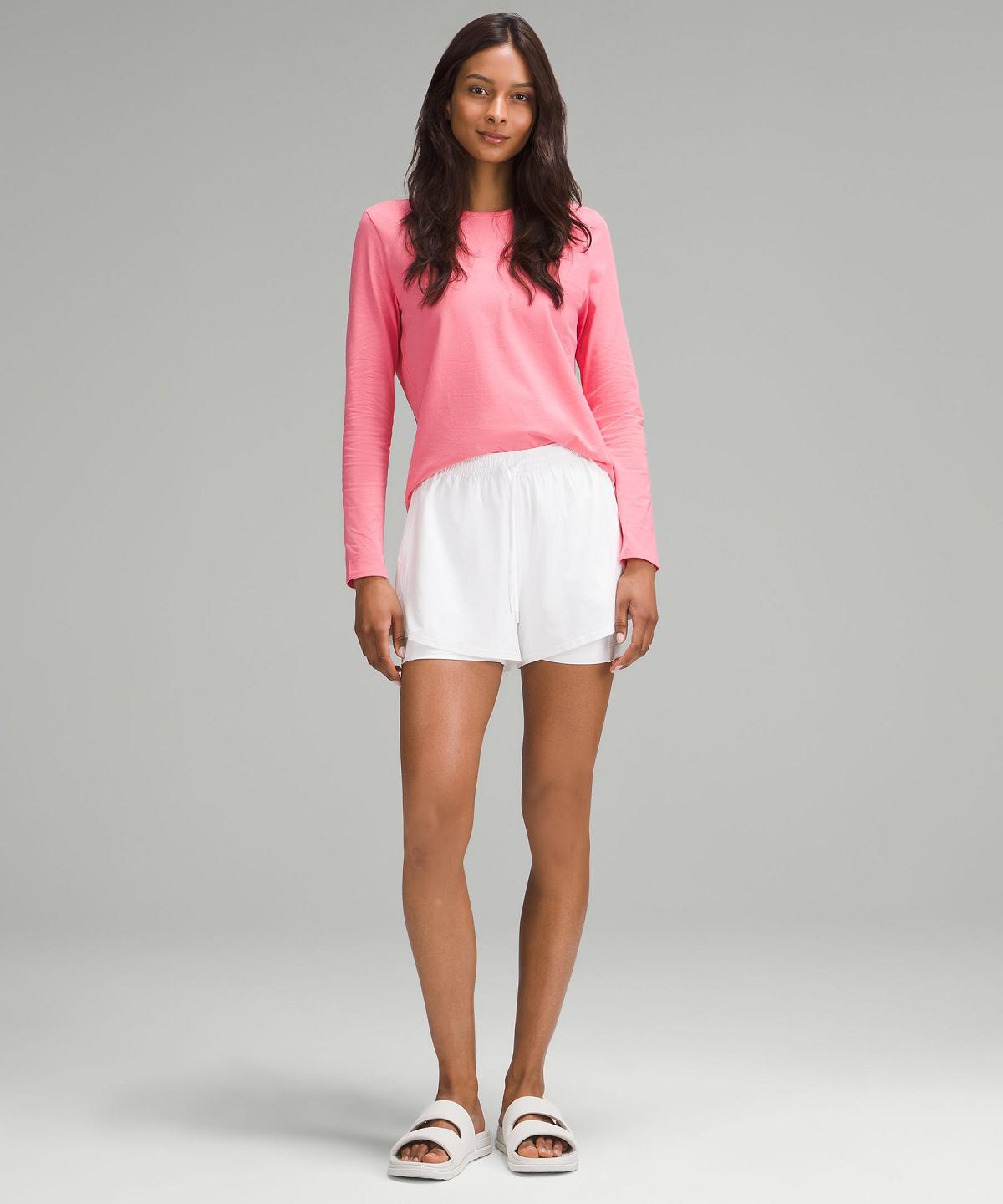 Camicie Donna Lululemon Organic Cotton Crewneck Long-Sleeve Rosa | IT_LuLu75016