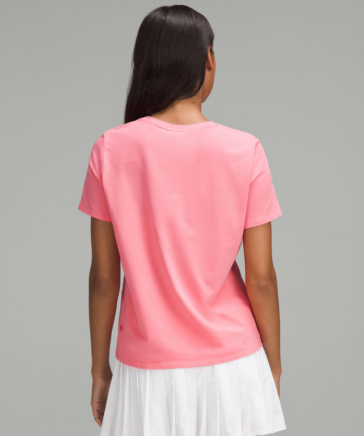 Camicie Donna Lululemon Organic Cotton Crewneck T-Shirt Rosa | IT_LuLu54003