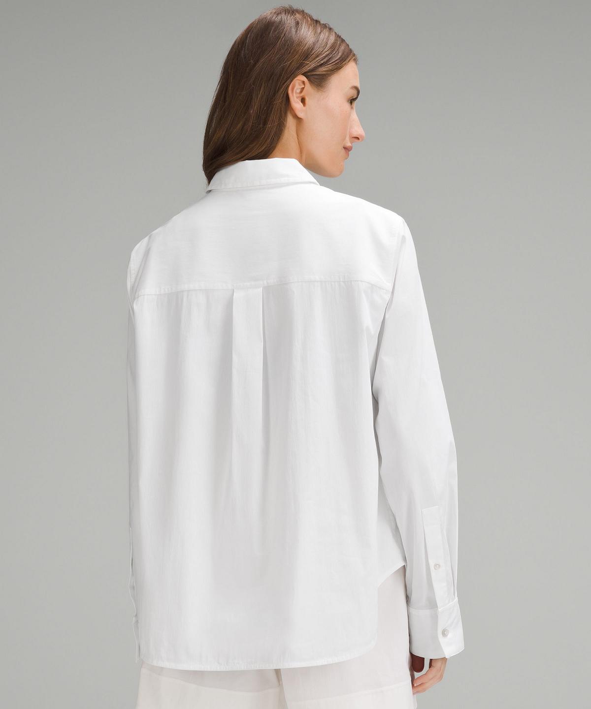 Camicie Donna Lululemon Relaxed-Fit Cotton-Blend Poplin Button-Down Bianche | IT_LuLu19723