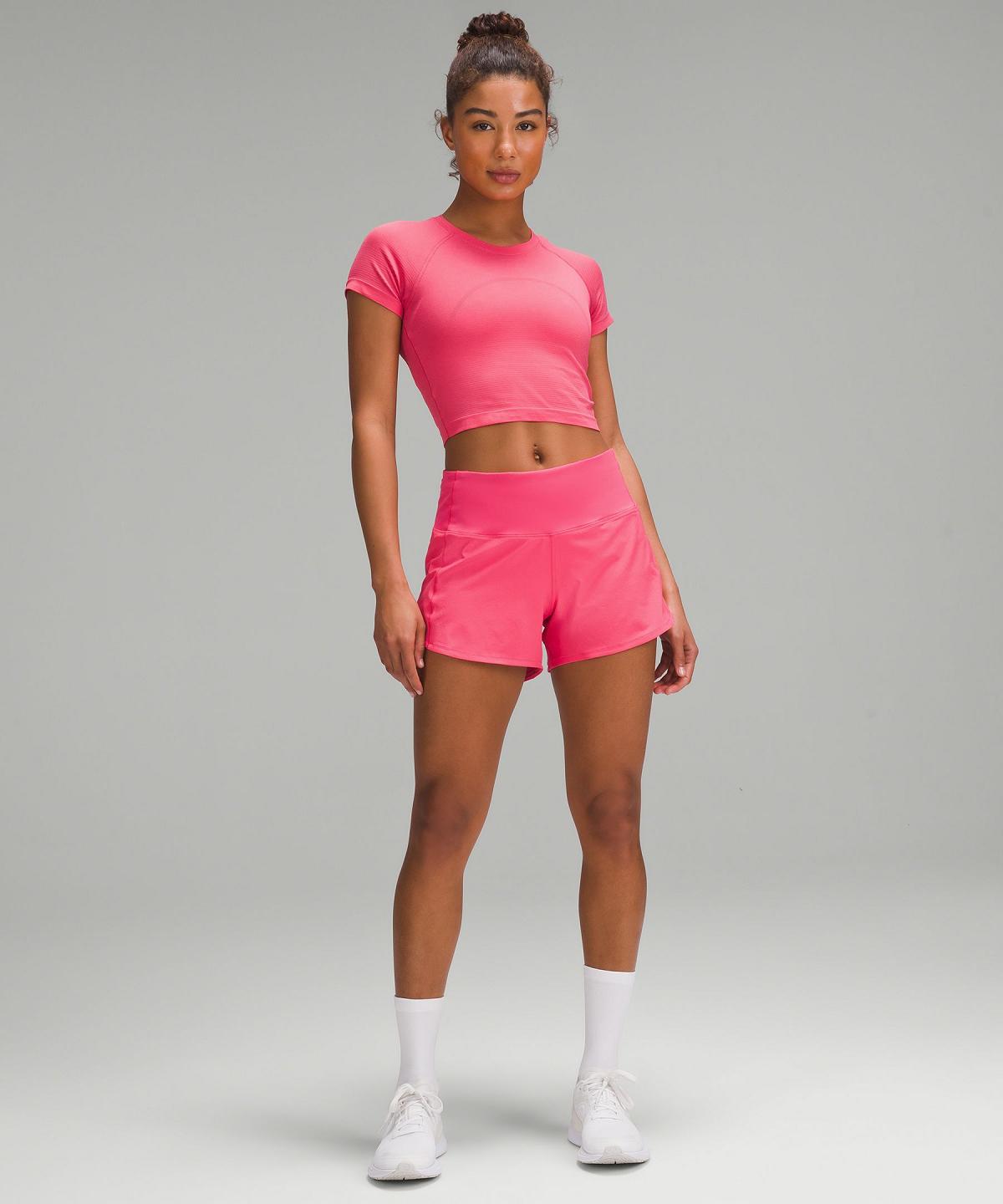 Camicie Donna Lululemon Swiftly Tech Cropped Short-Sleeve 2.0 Rosa | IT_LuLu55344