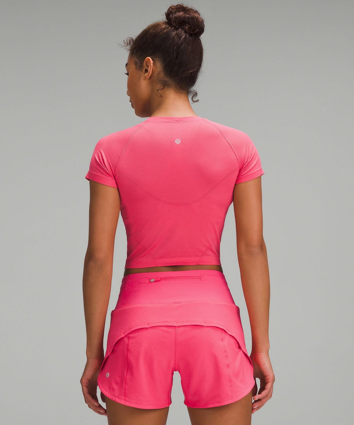 Camicie Donna Lululemon Swiftly Tech Cropped Short-Sleeve 2.0 Rosa | IT_LuLu55344