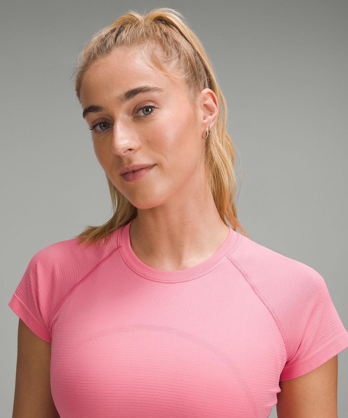 Camicie Donna Lululemon Swiftly Tech Cropped Short-Sleeve 2.0 Rosa | IT_LuLu69293