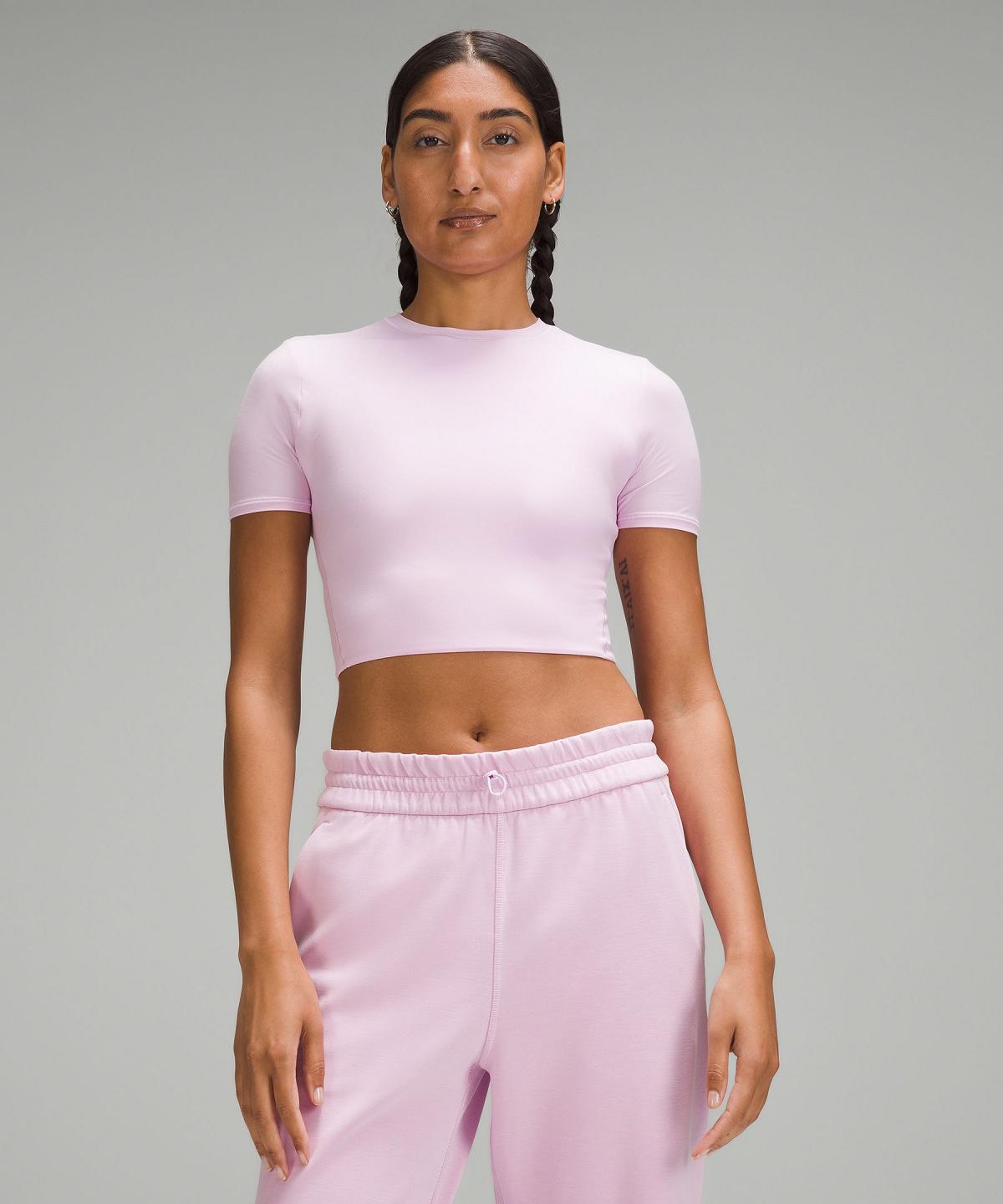 Camicie Donna Lululemon Wundermost Ultra-Soft Nulu Crewneck Cropped T-Shirt Viola | IT_LuLu37802