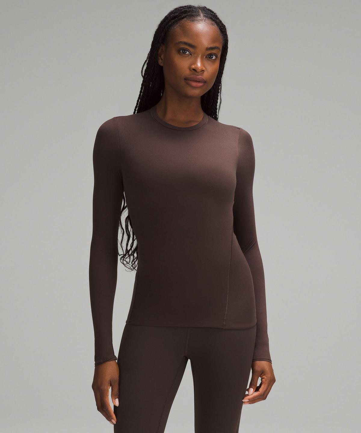 Camicie Donna Lululemon Wundermost Ultra-Soft Nulu Crewneck Long-Sleeve Caffè | IT_LuLu43500