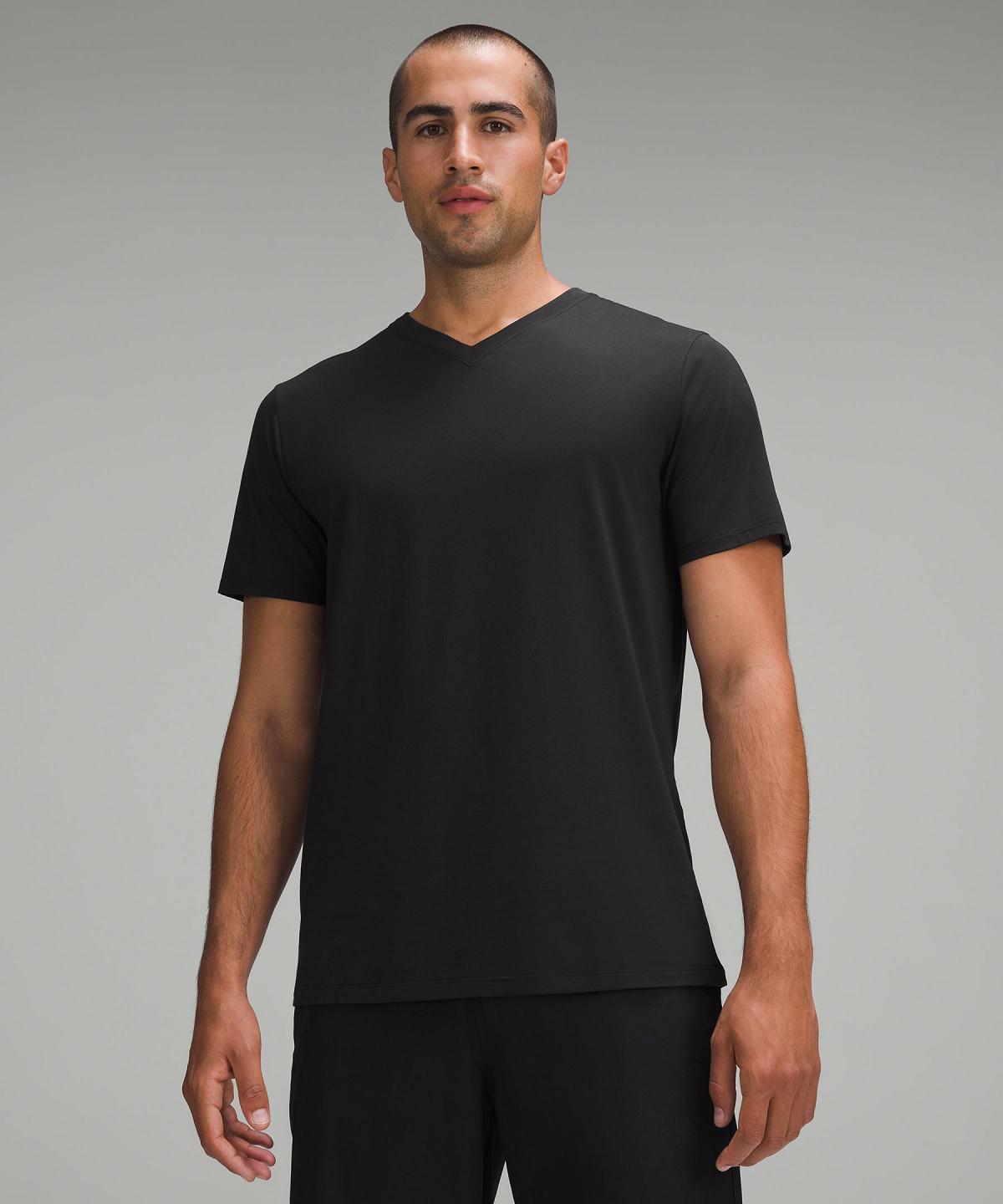 Camicie Uomo Lululemon Fundamental V-Neck T-Shirt Nere | IT_LuLu48867