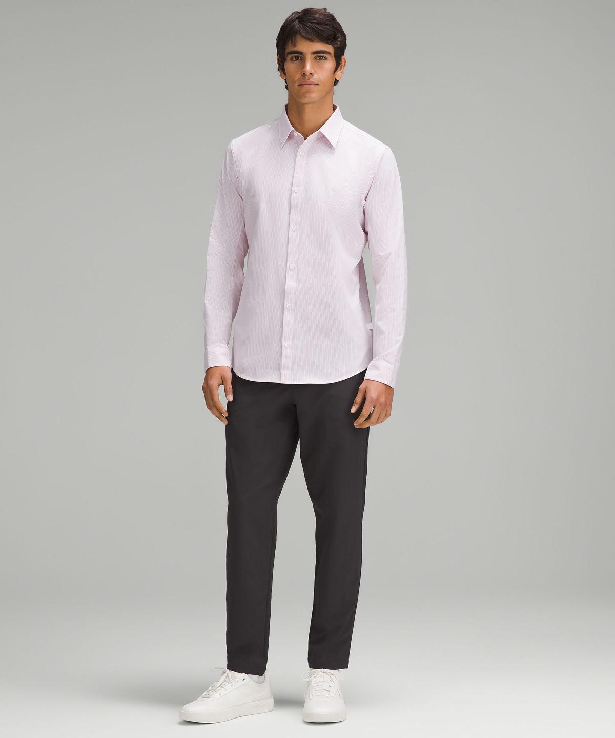 Camicie Uomo Lululemon New Venture Slim-Fit Long-Sleeve Strisce Bianche Rosa | IT_LuLu75236