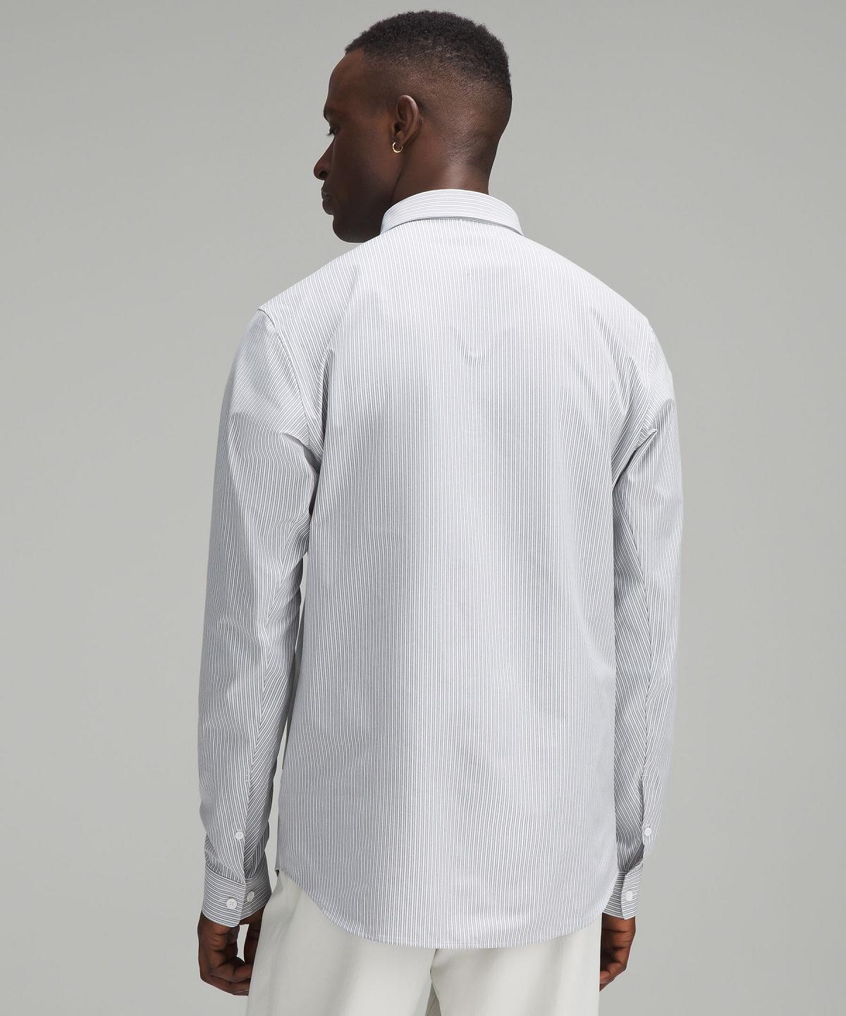 Camicie Uomo Lululemon New Venture Slim-Fit Long-Sleeve Strisce Bianche Grigie Verde Oliva | IT_LuLu78753