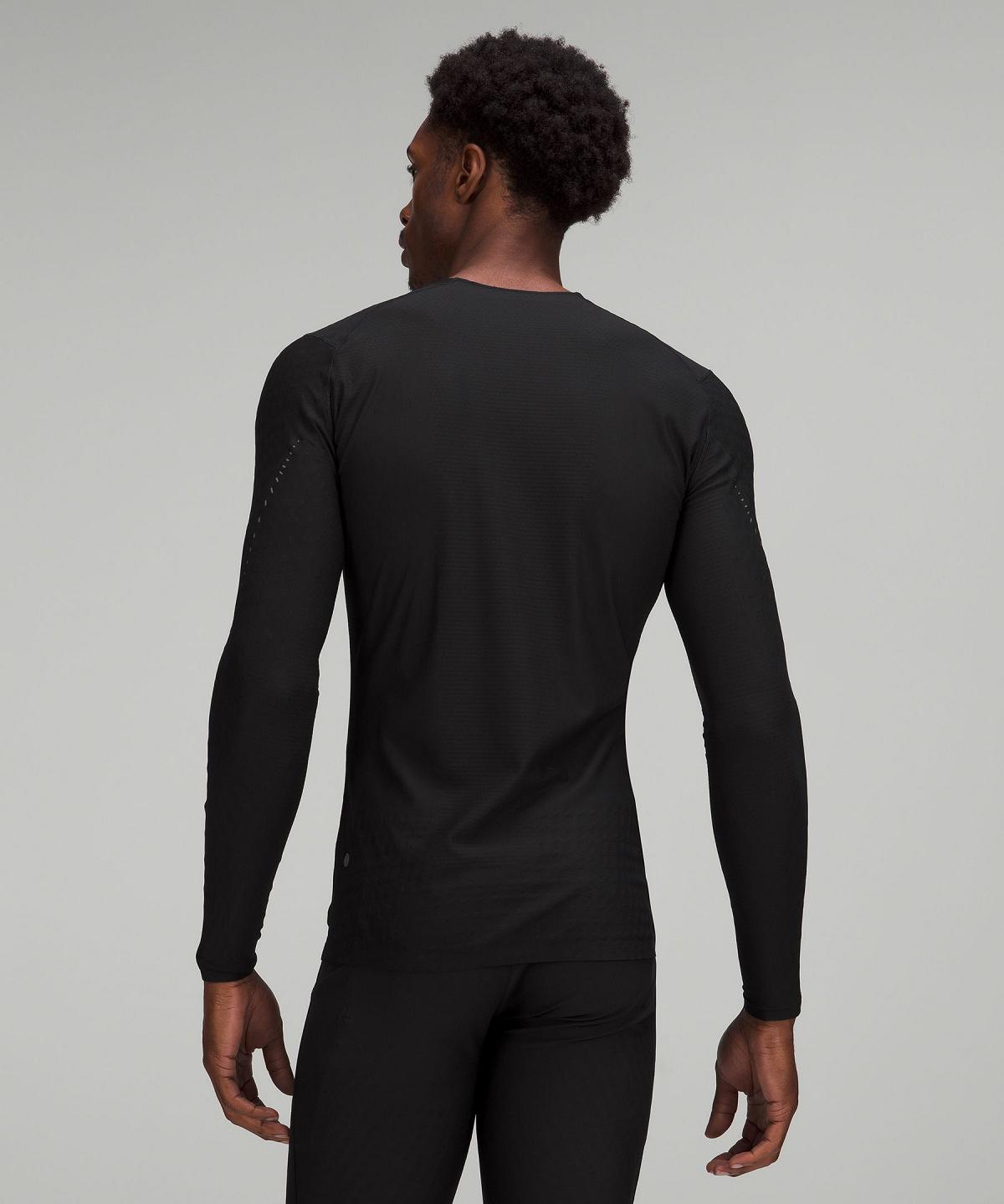 Camicie Uomo Lululemon SenseKnit Running Long-Sleeve Nere | IT_LuLu35123