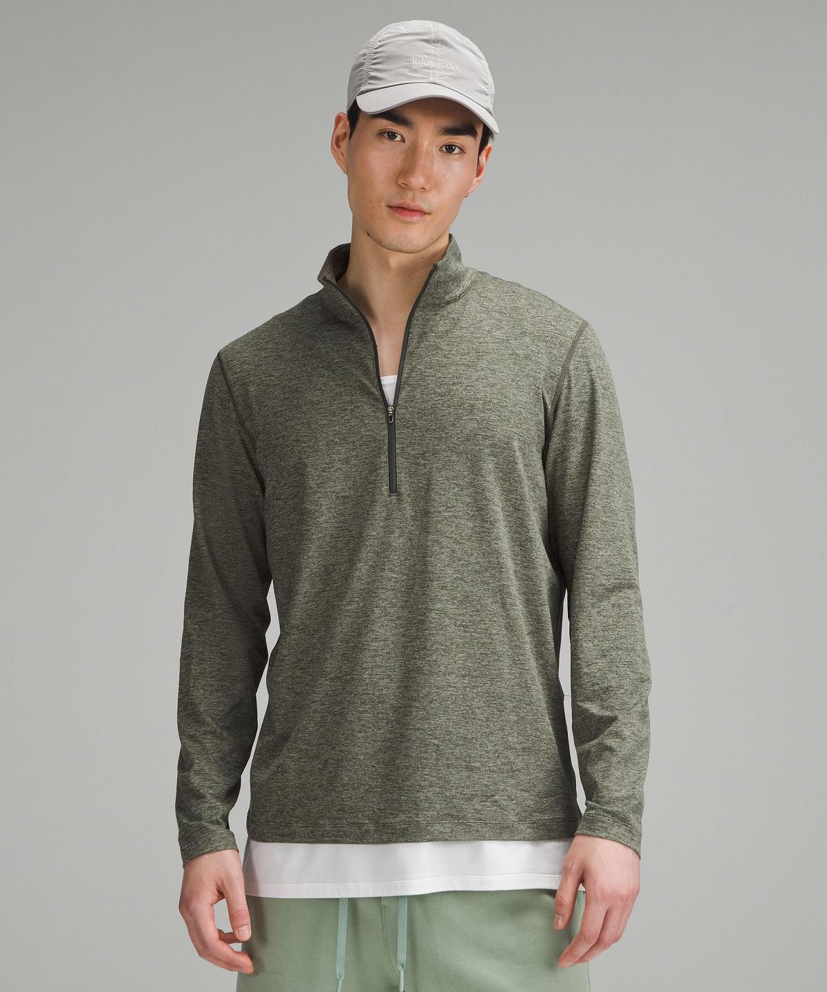 Camicie Uomo Lululemon Soft Jersey Half Zip Marroni Verdi | IT_LuLu65403