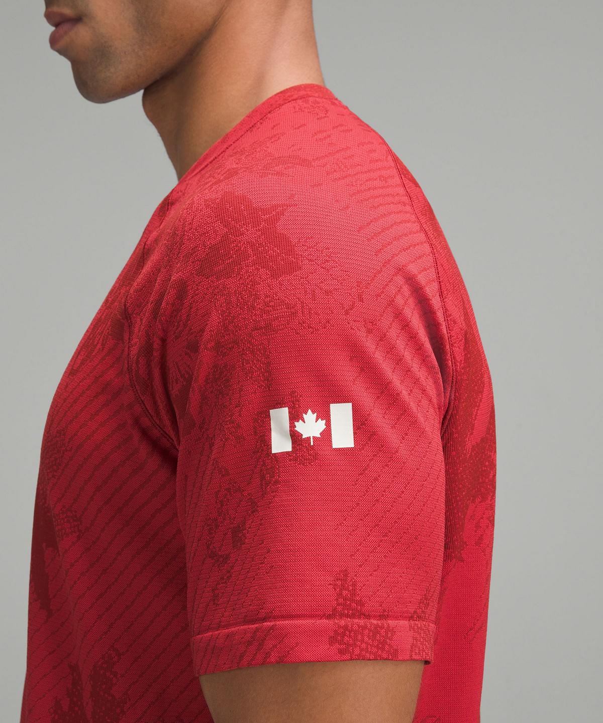 Camicie Uomo Lululemon Team Canada Metal Vent Tech Short-Sleeve Rosse Scuro | IT_LuLu21414