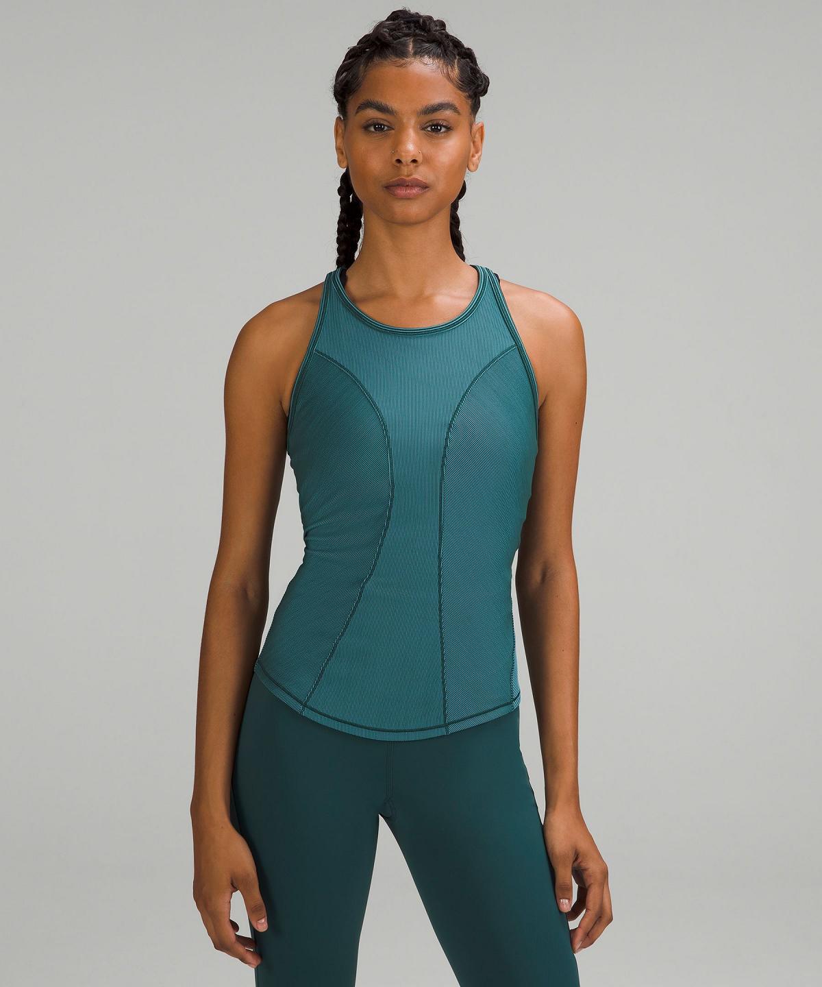 Canotta Donna Lululemon Base Pace Two-Toned Ribbed Verdi Blu | IT_LuLu82380