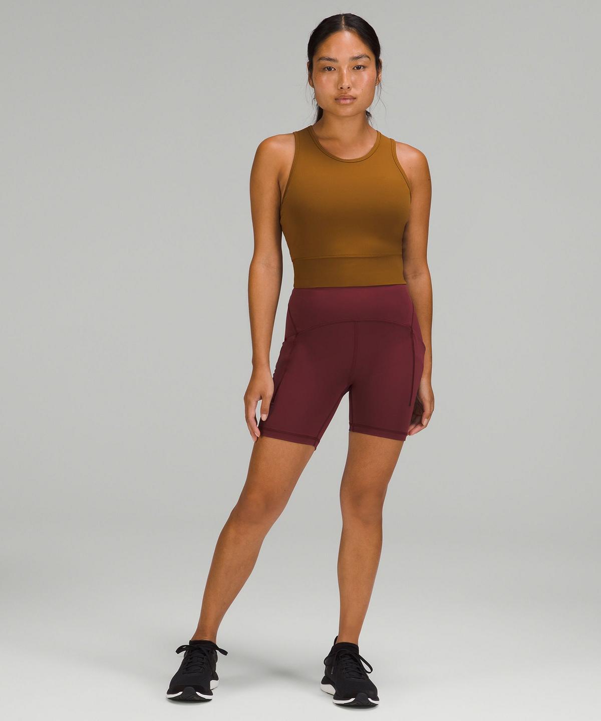 Canotta Donna Lululemon Mesh-Back Training Cropped Marroni | IT_LuLu41251