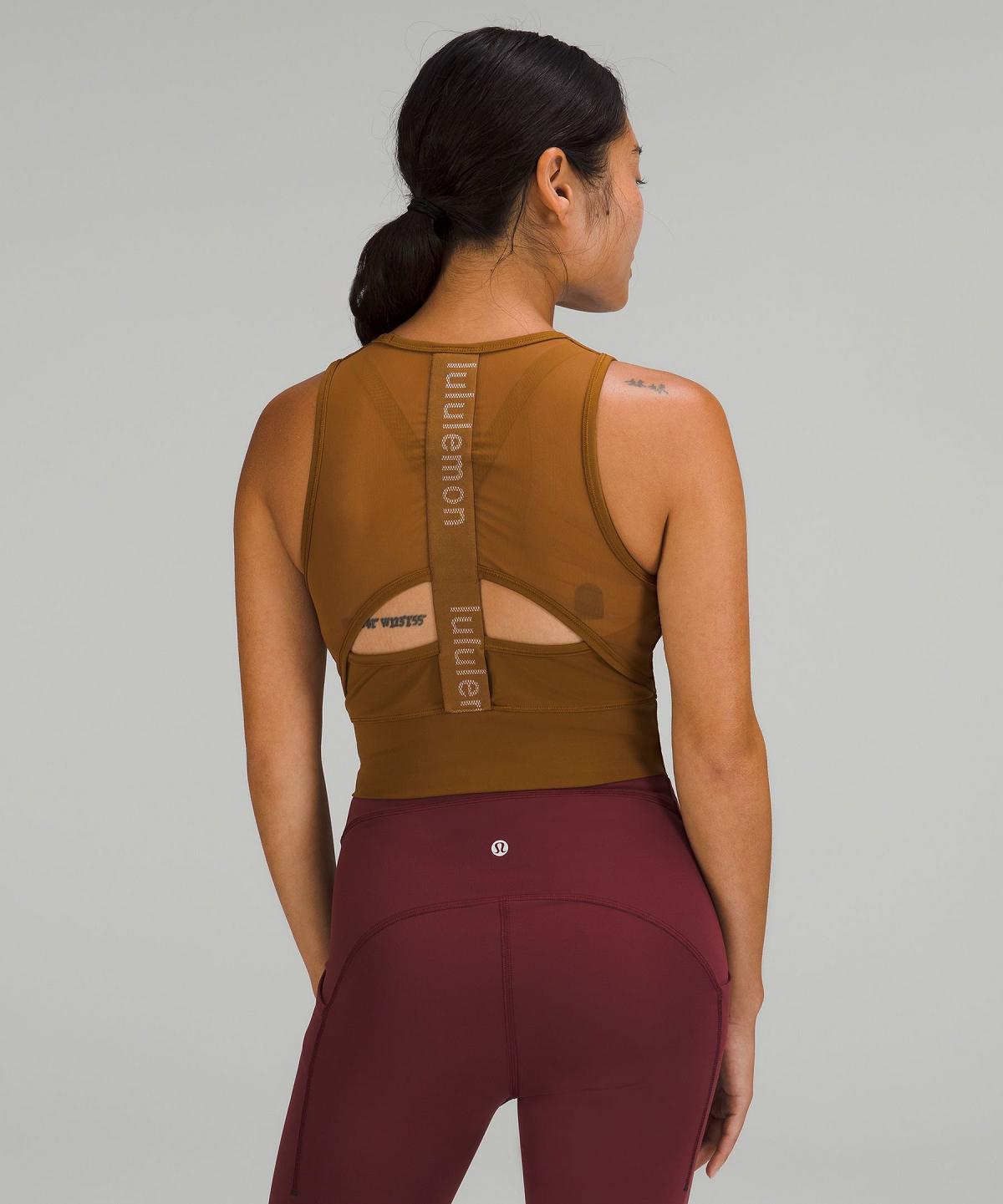 Canotta Donna Lululemon Mesh-Back Training Cropped Marroni | IT_LuLu41251