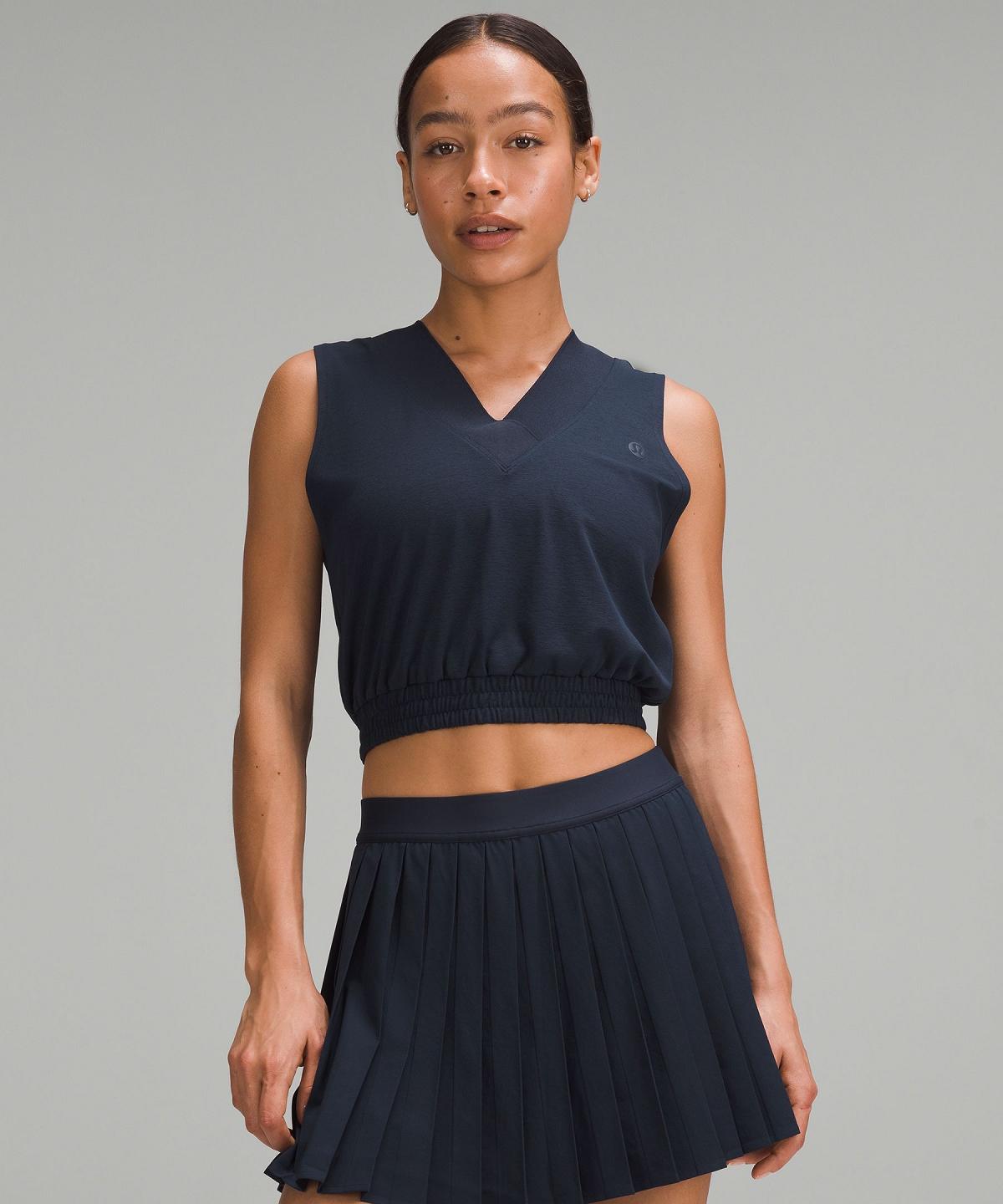 Canotta Donna Lululemon Sleeveless Cropped Tennis Blu Marino | IT_LuLu17962