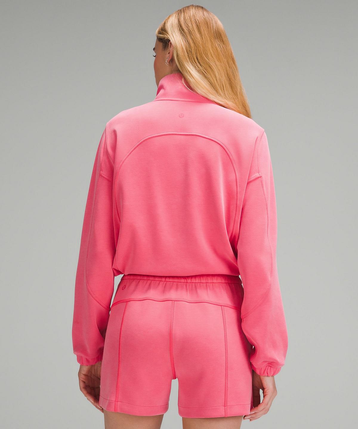 Felpe Con Cappuccio E Maglioni Donna Lululemon Brushed Softstreme Half Zip Rosa | IT_LuLu22060