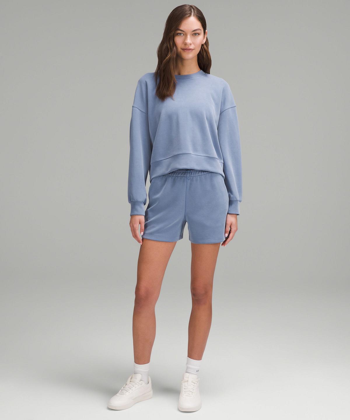 Felpe Con Cappuccio E Maglioni Donna Lululemon Softstreme Perfectly Oversized Cropped Crew Blu | IT_LuLu34742