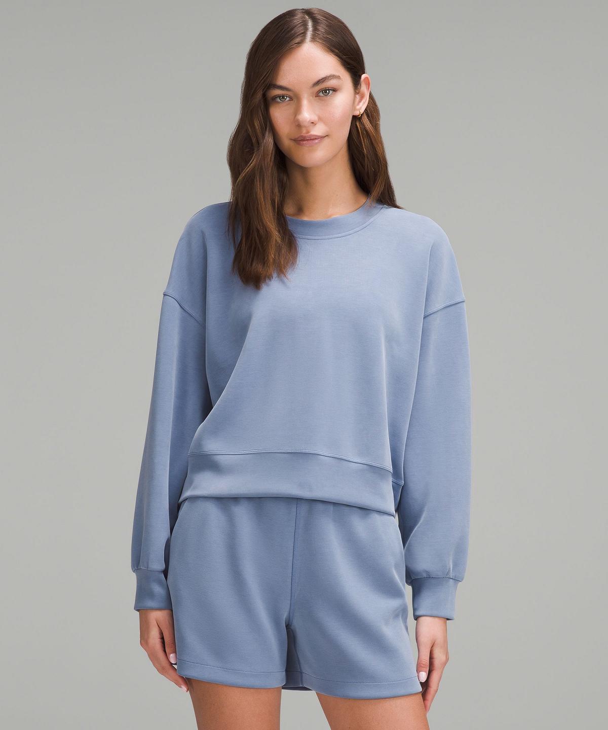 Felpe Con Cappuccio E Maglioni Donna Lululemon Softstreme Perfectly Oversized Cropped Crew Blu | IT_LuLu34742