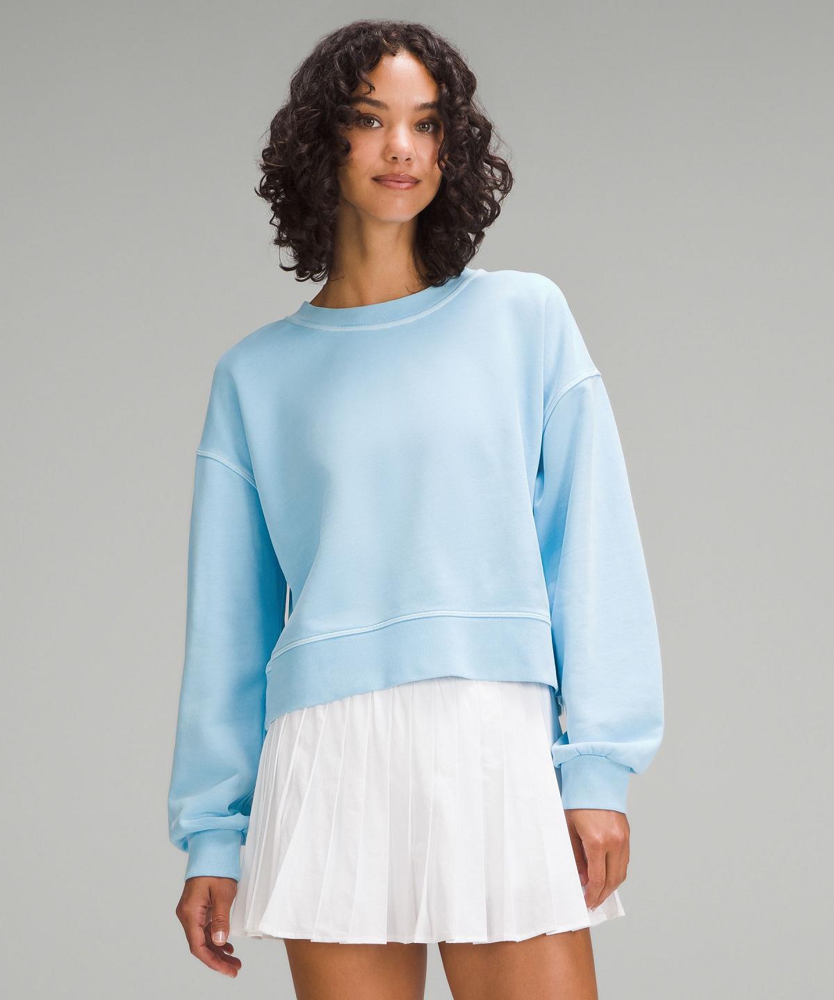 Felpe Con Cappuccio E Maglioni Donna Lululemon Perfectly Oversized Cropped Crew Blu | IT_LuLu41481