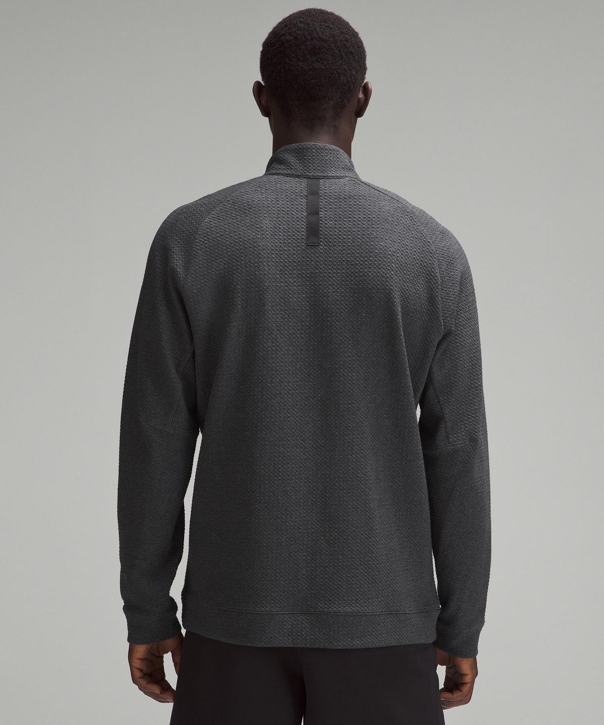 Felpe Con Cappuccio E Maglioni Uomo Lululemon Textured Double-Knit Cotton Half Zip Nere | IT_LuLu34409