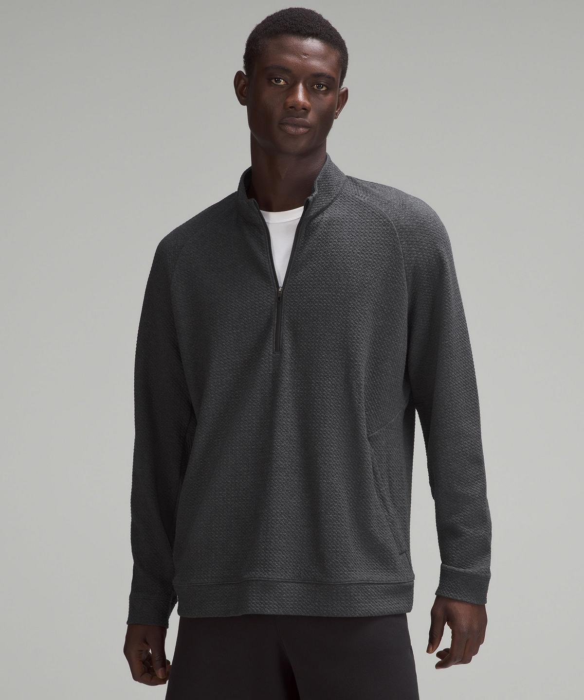 Felpe Con Cappuccio E Maglioni Uomo Lululemon Textured Double-Knit Cotton Half Zip Nere | IT_LuLu34409