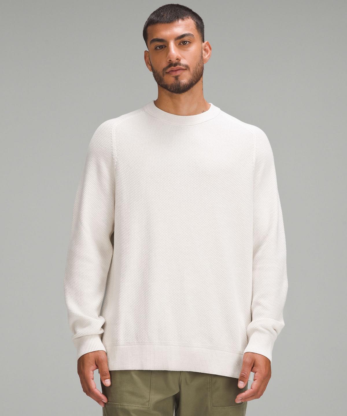 Felpe Con Cappuccio E Maglioni Uomo Lululemon Textured Knit Crewneck Beige Bianche | IT_LuLu30335