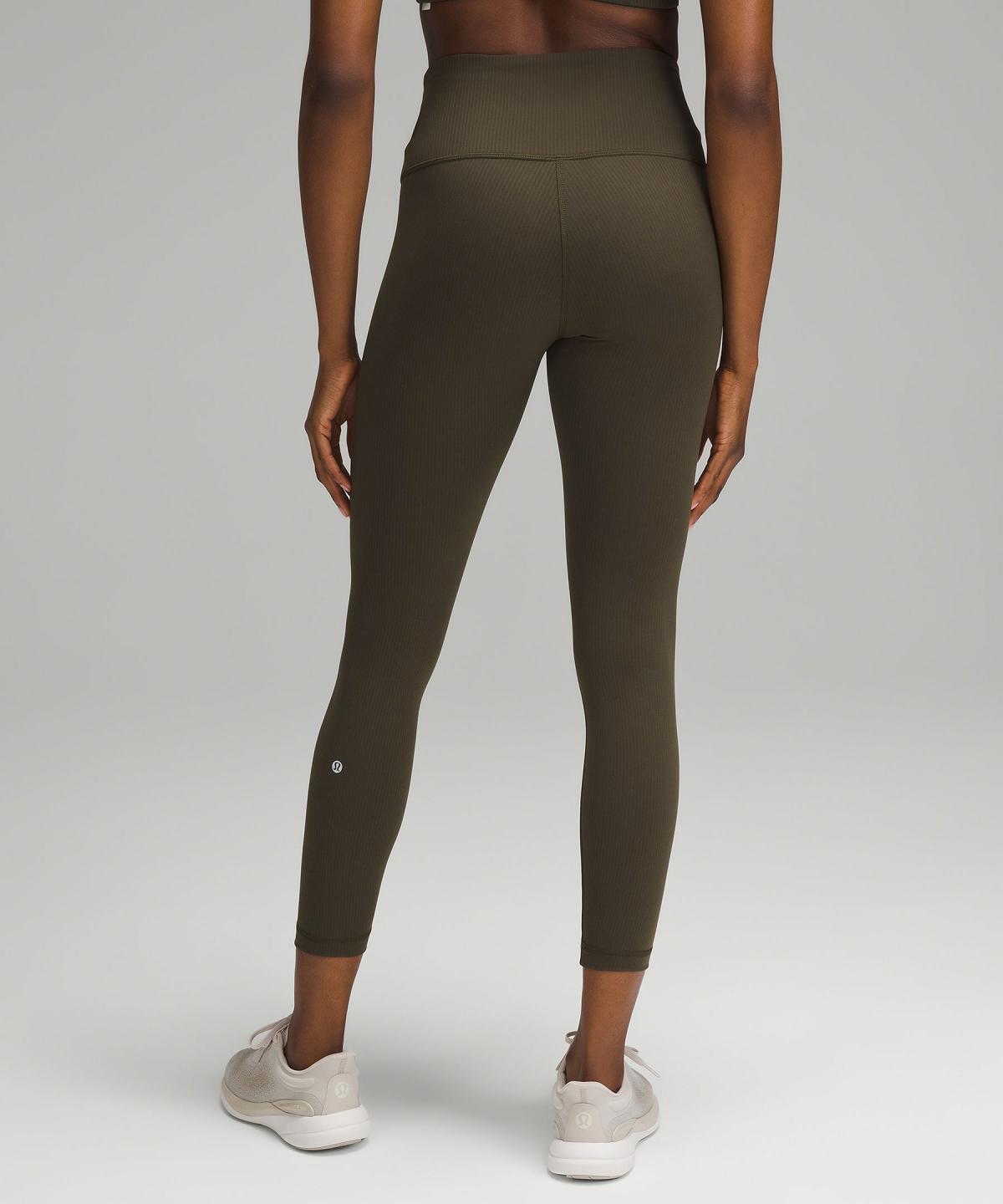 Leggings Donna Lululemon Wunder Train High-Rise Ribbed Tight 25" Verde Oliva Scuro | IT_LuLu64131