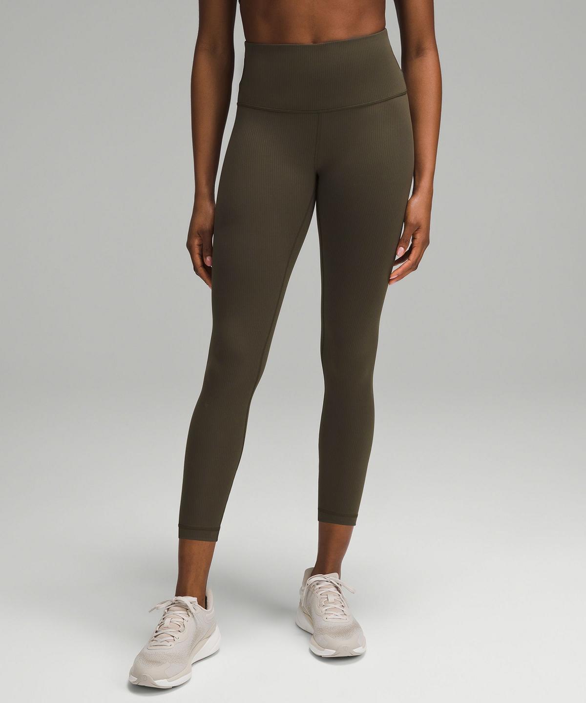 Leggings Donna Lululemon Wunder Train High-Rise Ribbed Tight 25" Verde Oliva Scuro | IT_LuLu64131