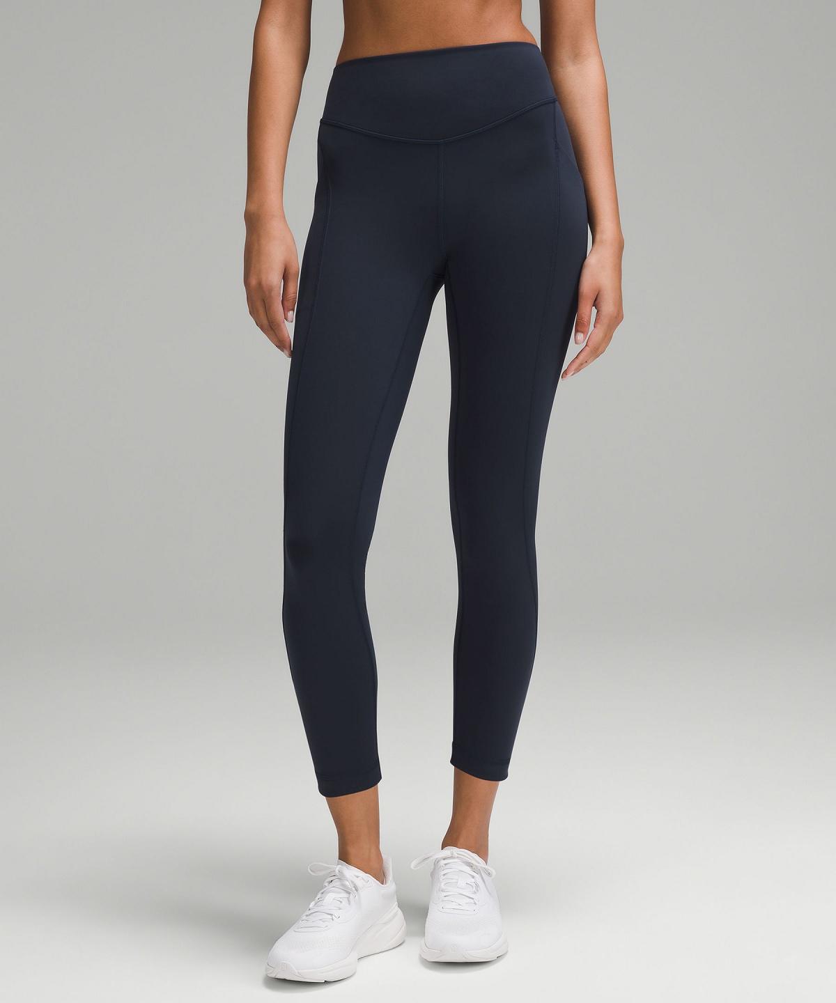 Leggings Donna Lululemon Wunder Under SmoothCover Tight with Pockets 25" Blu Marino | IT_LuLu59300