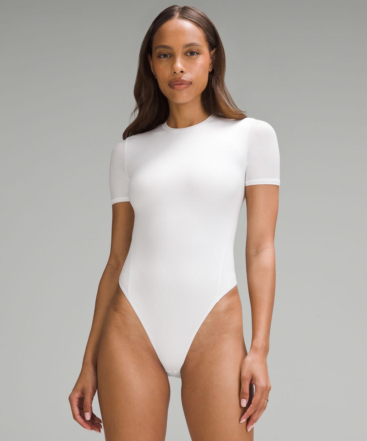 Magliette Donna Lululemon Wundermost Ultra-Soft Nulu Short-Sleeve Crew Thong Bodysuit Bianche | IT_LuLu83934