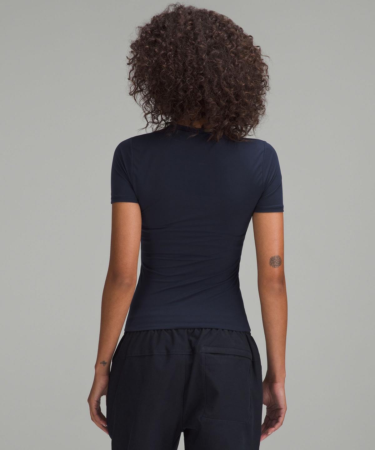 Magliette Donna Lululemon Wundermost Ultra-Soft Nulu Hip-Length Crew Short-Sleeve Blu Marino | IT_LuLu52981