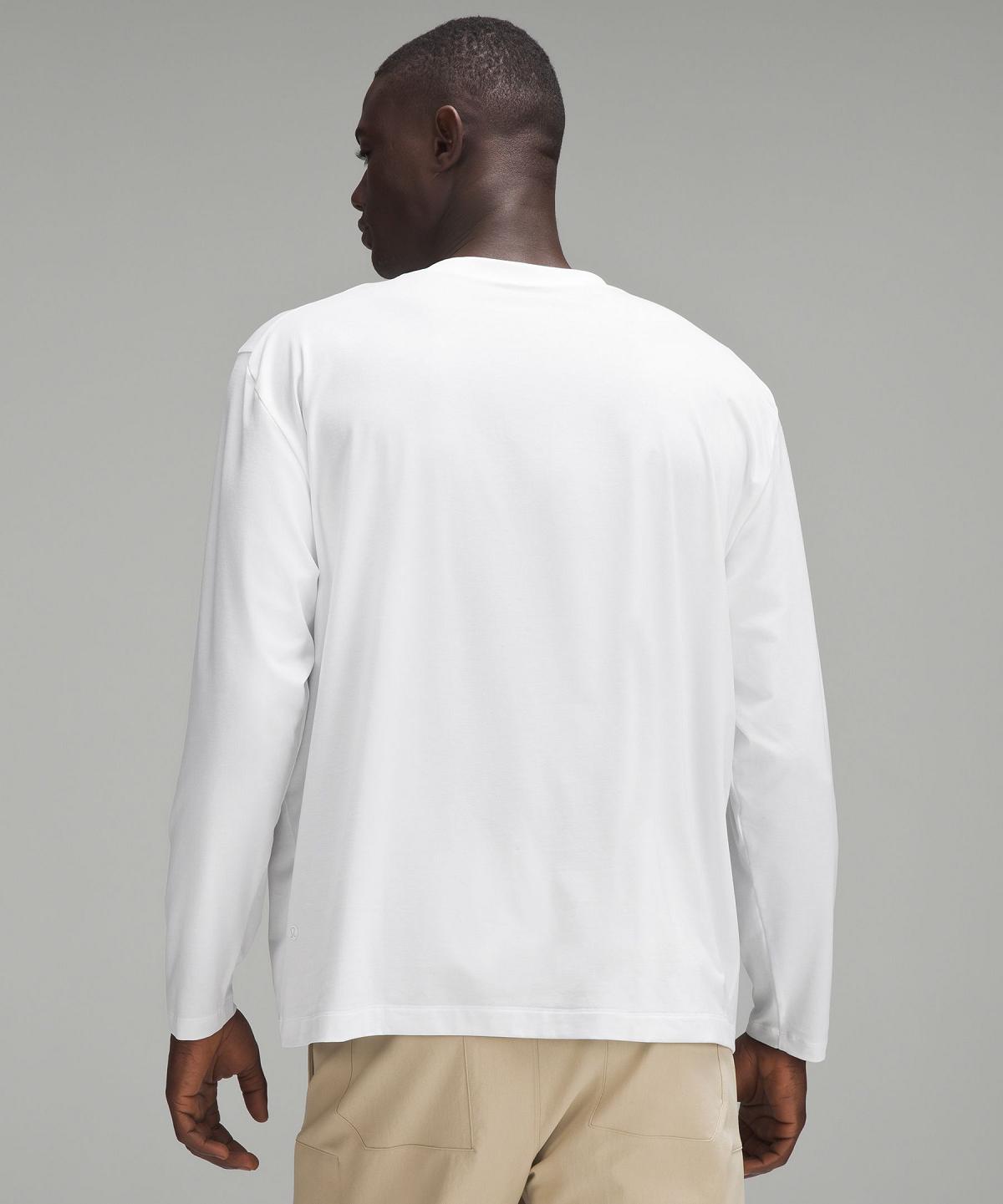 Magliette Uomo Lululemon Fundamental Oversized Long-Sleeve Bianche | IT_LuLu58329