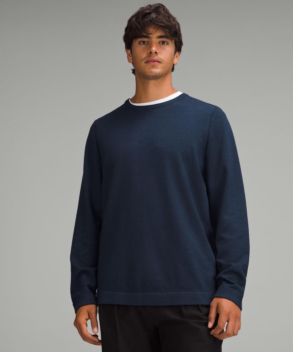 Maglioni Uomo Lululemon New Venture Crewneck Blu Marino | IT_LuLu30650