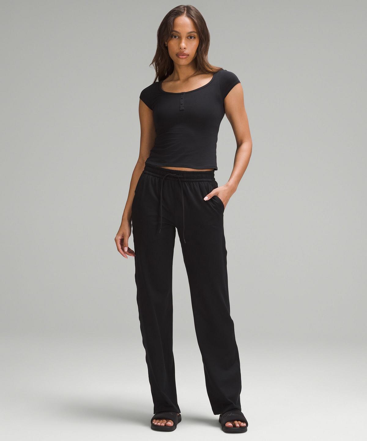 Pantaloni Donna Lululemon Soft Jersey Straight-Leg Mid-Rise Nere | IT_LuLu85080