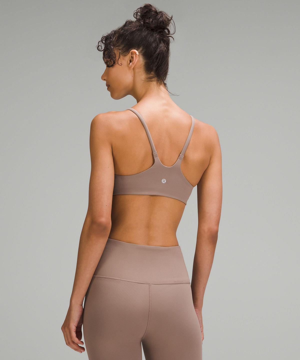 Reggiseno Sportivo Donna Lululemon Wunder Train Strappy Racer Ribbed Marroni | IT_LuLu85067